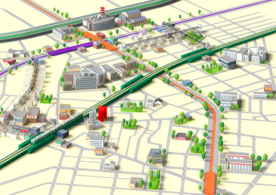 現地周辺の案内図の特殊パース